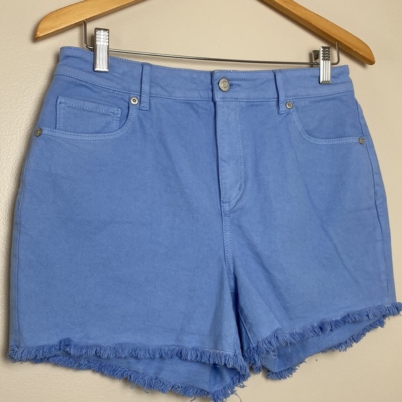 Loft Curvy High Rise Frayed Denim Cut Off Shorts Size 27 - Picture 3 of 10